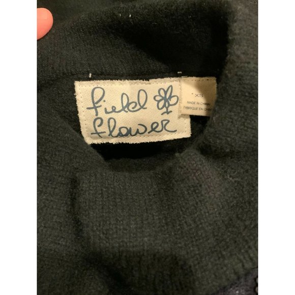 Field Flower Black 100% Wool Navy Blue Floral Lace Jacket, Size XS - Picture 10 of 10